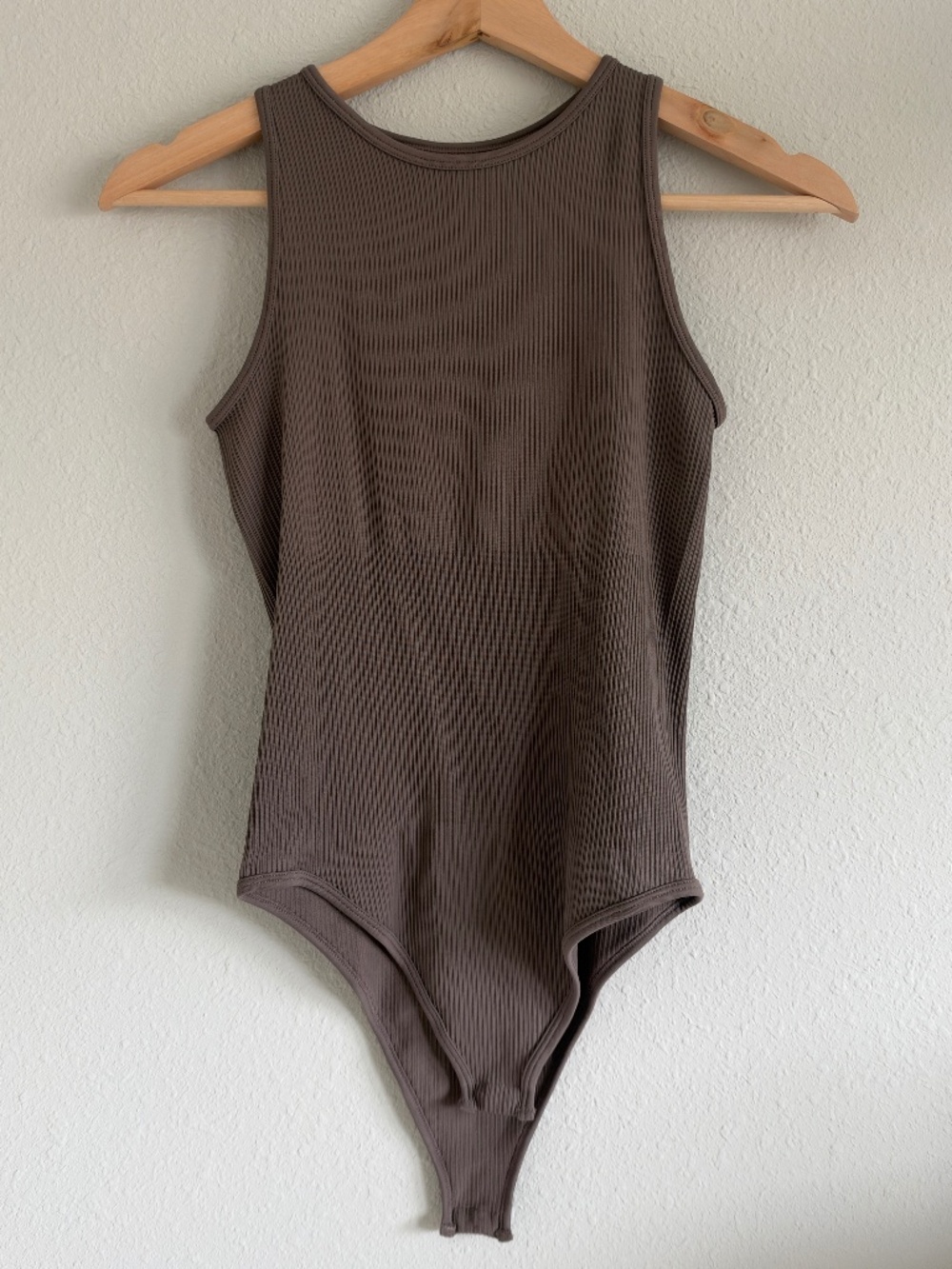 Taupe Brown Ribbed Compression Tank Bodysuit Size Small